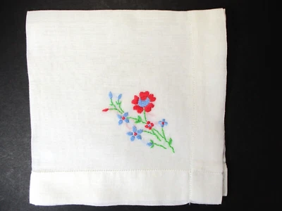 Vintage Ladies Hankerchief Hand Embroidery Square 10X10 inches (D) - Image 1 of 4