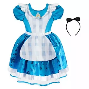 ALICE~DISFRAZ + ARCO DE DIADEMA~Niñas 5/6~Alicia en el País de las Maravillas~NUEVO CON ETIQUETAS~Tienda Disney~2021 - Imagen 1 de 9