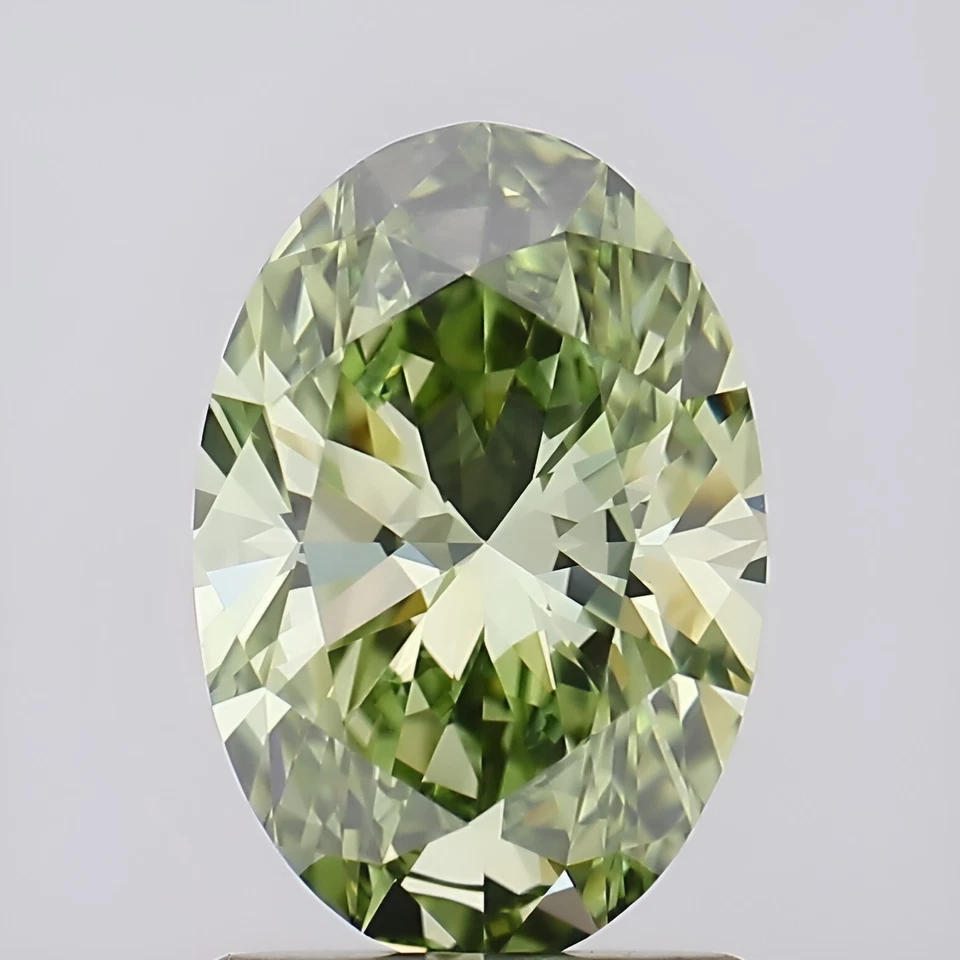 1.26ct Fancy Vivid Green IF/EX/EX Oval Lab-grown Loose Diamond IGI Certified - Image 1 of 4