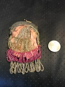 Kleine antike Geldbörse mit Perlen - AOx K - Bild 1 von 3