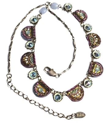 COLLAR ADAYA Colorido Cuentas Cristal Filigrana Firmado 18" Foto 1 de 4