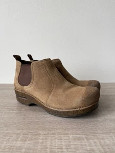 Dansko Frankie Chelsea Boots braun Wildleder Leder Damen 9 Knöchel Clogs Slipper - Bild 1 von 7