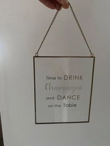 Time to Drink CHAMPAGNE and DANCE on the TABLE Gold Wall Plaque Picture Words - Picture 1 of 9