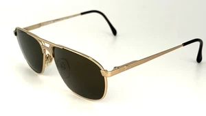 Vintage Lozza Zilo Gold 4 Sunglasses made in Italy matt gold rectangular pilot - Picture 1 of 8