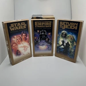Star Wars Trilogy Special Edition VHS Box Set (THX Mastered) Gold Darth Vader FS - Picture 1 of 8