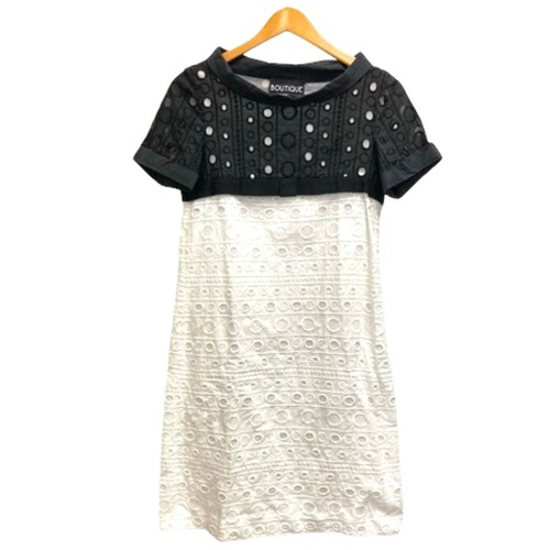 Moschino BOUTIQUE pezzo unico taglio pizzo ricamo manica corta ginocchio lunghezza 38