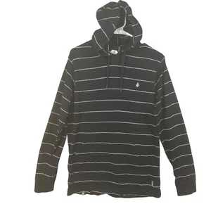 Volcom Black Striped Lightweight Men's Long Sleeve Hoodie Size Small NWOT - Picture 1 of 11