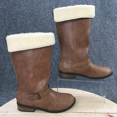 Steve Madden Boots Youth 5 Winter Boots With Collar 128692 Beige Leather Zipper - Image 1 of 4