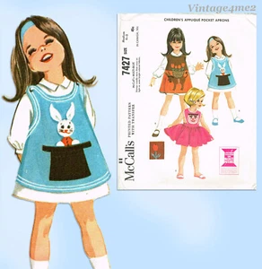 McCall's 7427: 1960s Uncut Toddler Girl Play Apron Sz 4-5 Vintage Sewing Pattern - Picture 1 of 5