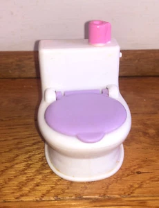 Fisher Price Loving family MY FIRST DOLLHOUSE Bathroom TOILET purple lid - Picture 1 of 3