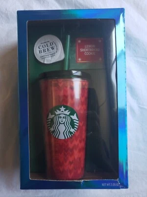 New Starbucks Red Cold Cup with Cold Brew and Cookie # Q - Image 1 of 4