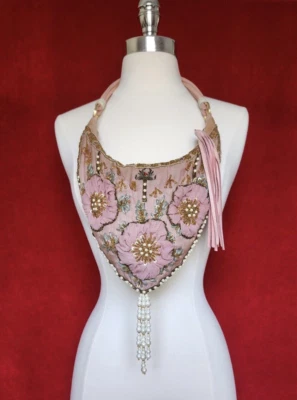 Mini bolso de hombro vintage Cesare Paciotti rosa bordado con cuentas con perlas Foto 1 de 4