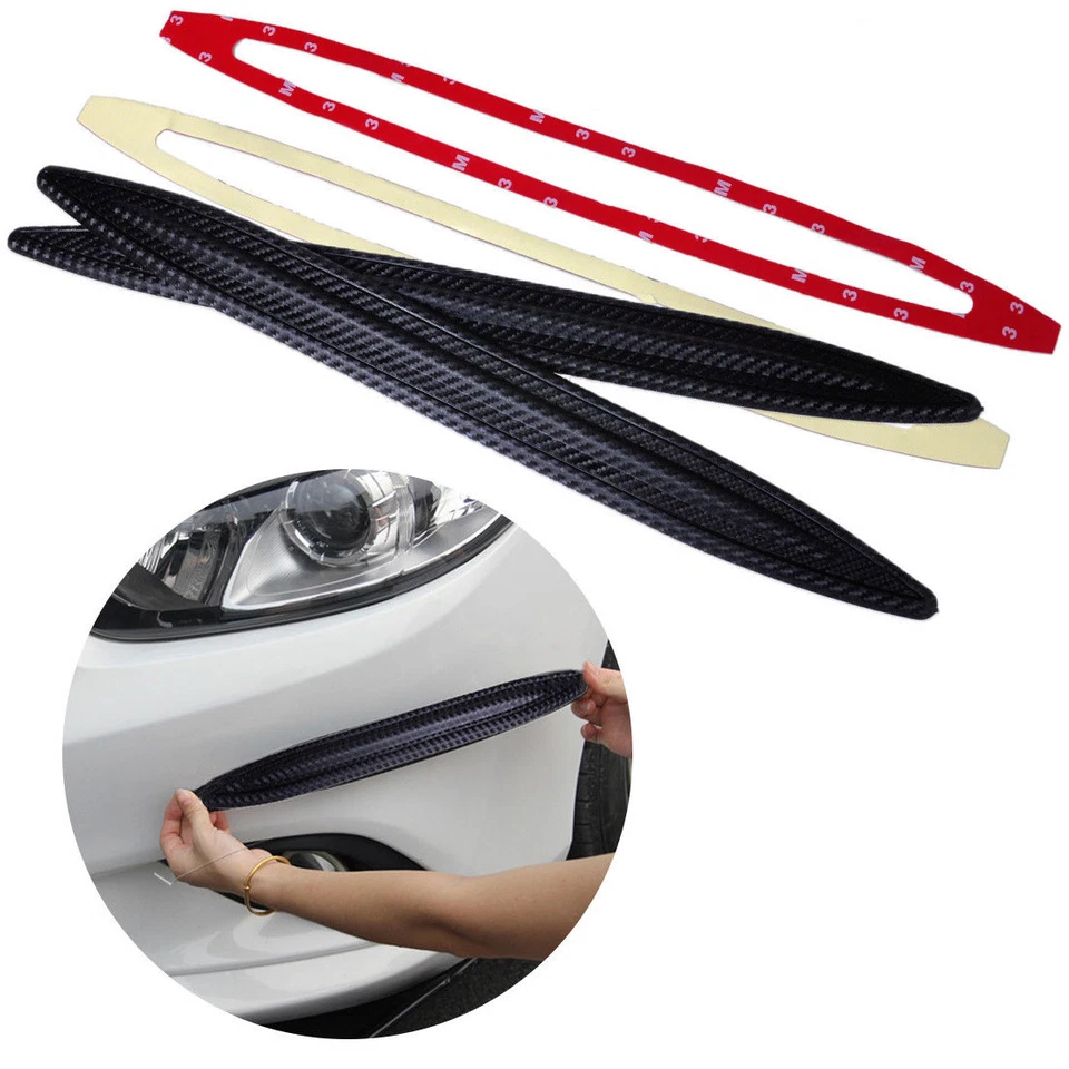 2X Car 33.5cm Carbon Fiber Rubber Bumper Edge Protector Guard Scratch Sticker - Изображение 1 из 1