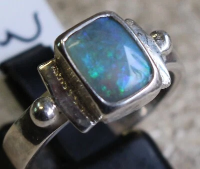 Semi Black Opal 1.1 Karat 950er Silberring Größe 18,8 mm - Bild 1 von 4