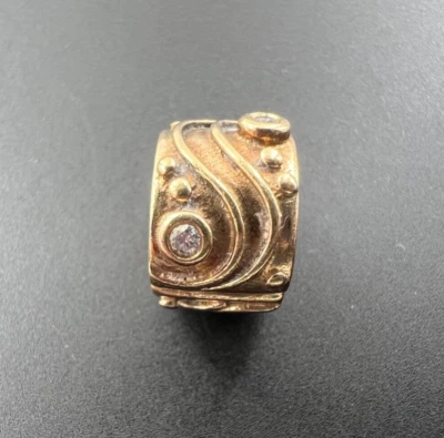 PANDORA ALE 14K YG YELLOW GOLD BABBLING BROOK DIAMOND CLIP BEAD CHARM 750418D - Image 1 of 4