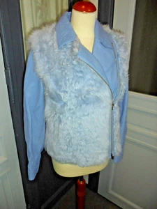 Warme Lederjacke mit Lamm Fell JOOP gr 36 hellblau gefüttert WIE NEU - Bild 1 von 8