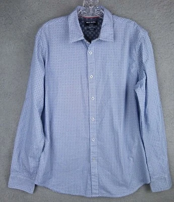 Camisa de algodón de manga larga con patrón de círculo azul mediano Michael Brandon para hombre Foto 1 de 4