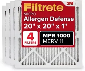 Filtrete 20x20x1 MERV 11 MPR 1000 Furnace Filters, 4 PACK (607F) - Picture 1 of 10
