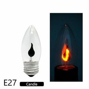 2PK-Flickering Flame STANDARD Light Bulbs - 3w Realistic Candle Flicker E27 2 PK - Picture 1 of 3