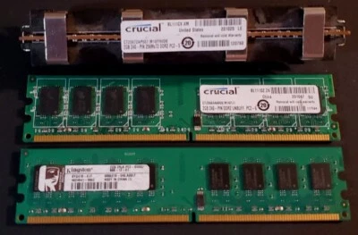 3x 2GB DDR2 (Kit of 3, 6GB Total) Kingston, Crucial, Crucial - Image 1 of 4