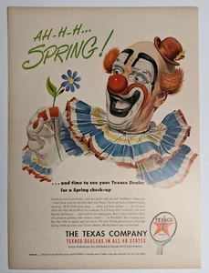 1950 Original Druck Anzeige Texaco Company Ah..h. Spring Clown Vintage Kunst 10" x 14" - Bild 1 von 6