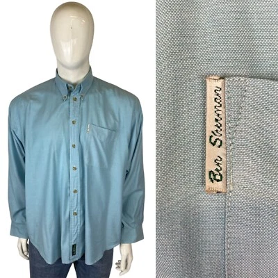Vintage Ben Sherman Azul Botón Abajo Camisa Oxford XL Mod Skinhead Suedehead - Imagen 1 de 4