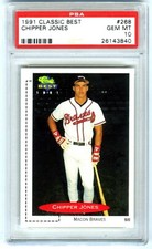 CHIPPER JONES~1991 CLASSIC BEST PSA-10 GEM-MT MINOR LEAGUE ROOKIE RC CARD #268