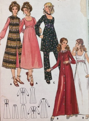 Vestido de noche, abrigo y pantalón Butterick 5968 Misses' años 70 patrón talla 16 UC FF Foto 1 de 4