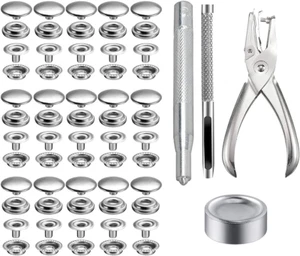 200 Pieces Stainless Steel Snap Fastener Kit, 15Mm Heavy Duty Snap Button Press - Picture 1 of 8