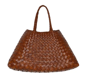 Dragon Diffusion Santa Croce 8893 Tan Small Tote Handwoven Buffalo Leather - Picture 1 of 4