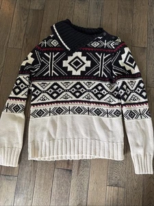 Vintage LRL Lauren Ralph Lauren Aztec Sweater Women Med Cowl Neck Southwestern - Picture 1 of 11