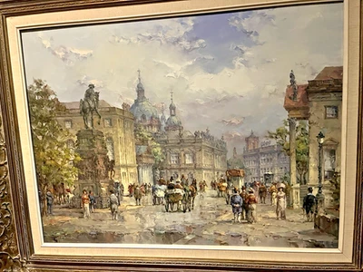 Berlin Unter Den Linden u. Dom Ansicht um 1900 Öl/Leinwand sign. Miesler - Bild 1 von 4