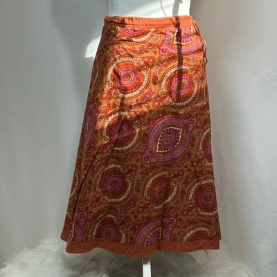 Xhilaration оранжевый пейсли юбка макси длина хлопковая смесь богемное хиппи XL - Изображение 1 из 4