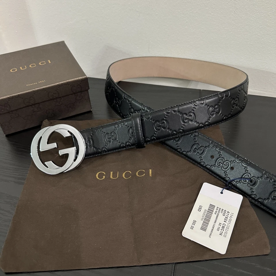 Auténtico Cinturón Gucci Negro Monograma GG, Para Hombre Talla 34-36 (100cm) Foto 1 de 4