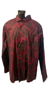 EXPRESS Herren Hemd Extra Slim Fit Dunkelrot Wein Palmblätter Prints Gr. XL #26 - Bild 1 von 15