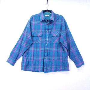 Vintage Northwest Territory Shirt Men's Size XL Teal Flannel Plaid Lumberjack - Picture 1 of 14