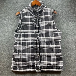 Free Country Athletix Series Puffer Vest Men's Large Black/White Plaid Full Zip - Picture 1 of 12