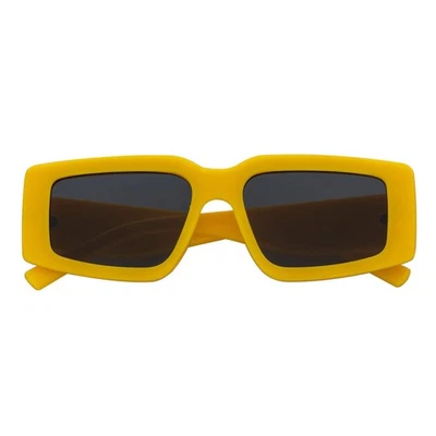 NOVA - Retro 90s Fashion Thick Rectangle Sunglasses Yellow Smoke Lens - Image 1 of 4