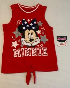 Girls Disney Minnie Mouse Shirt Red Size 5T Tank Sleeveless Summer School New - Picture 1 of 3