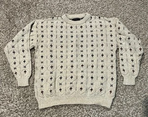 Vintage Chunky Cable Knit Fisherman Pullover Sweater Size L Van Heusen MINT - Picture 1 of 7