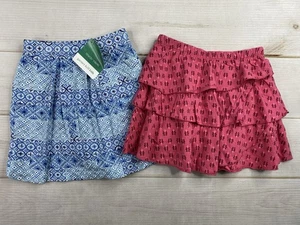 Garnet Hill Girls Skorts L 8-10 Lot of 2 Tiered Skirts over Shorts Pull On Fun - Picture 1 of 12