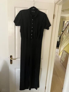 Black Plisse Jumpsuit by Boohoo size 14 - Picture 1 of 4