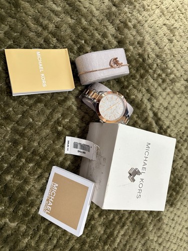 Orologio donna Michael Kors pietre scintillanti con bracciale in scatola con documenti!
