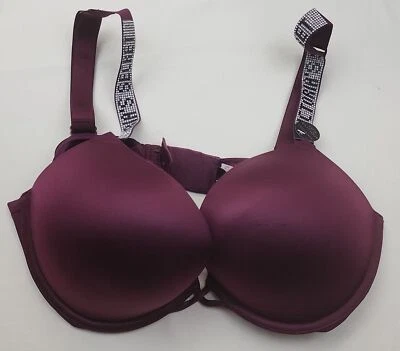 VICTORIA SECRET BOMBSHELL BRA ADD 2 CUP PLUNGE Super Push UP NEW Shine Strap - Image 1 of 4