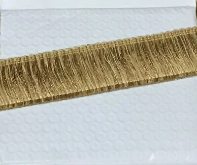 Borde de tapicería VNT5 2" oro satinado cepillado flecos precio es de 18 yardas Foto 1 de 2