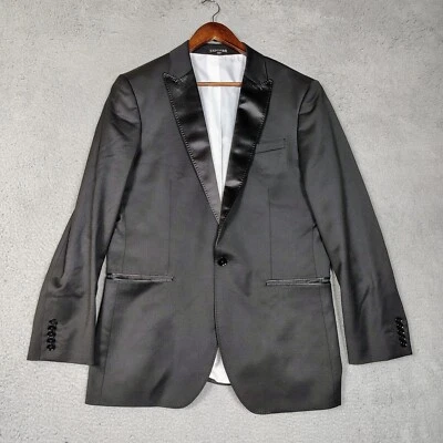 Express Photographer Blazer Tuxedo Men's 40R Black Wool Blend Modern Fit Wedding - Image 1 of 4