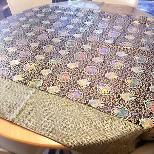 BEAUTIFUL VINTAGE CHINESE 46" X 70" SILK BROCADE TABLECLOTH - Picture 1 of 14
