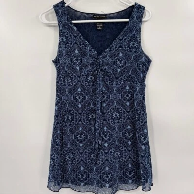 New York & Company Y2K Babydoll Tank Top Size Medium Blue Sheer Whimsigoth - Image 1 of 4