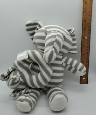 Nuby Gray/White Striped Knitted pair of Elephants Teethers Baby Toys  NWOT