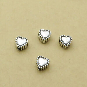 925 Sterling Silver Small Love Heart Bead 2-Sided for Bracelet Necklace 5mm